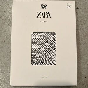 Zara Women’s Fishnet Mesh Rhinestones Black Tights Sz. S Whimsigoth Fairy Grunge